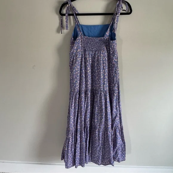 Madewell Purple Tiered Ruffled Midi Dress in Summer Vines - Picture 5 of 6